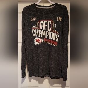$59 Men's Gray Kansas City Chiefs AFC Champion Fanatics Long Sleeve T-Shirt LIV
